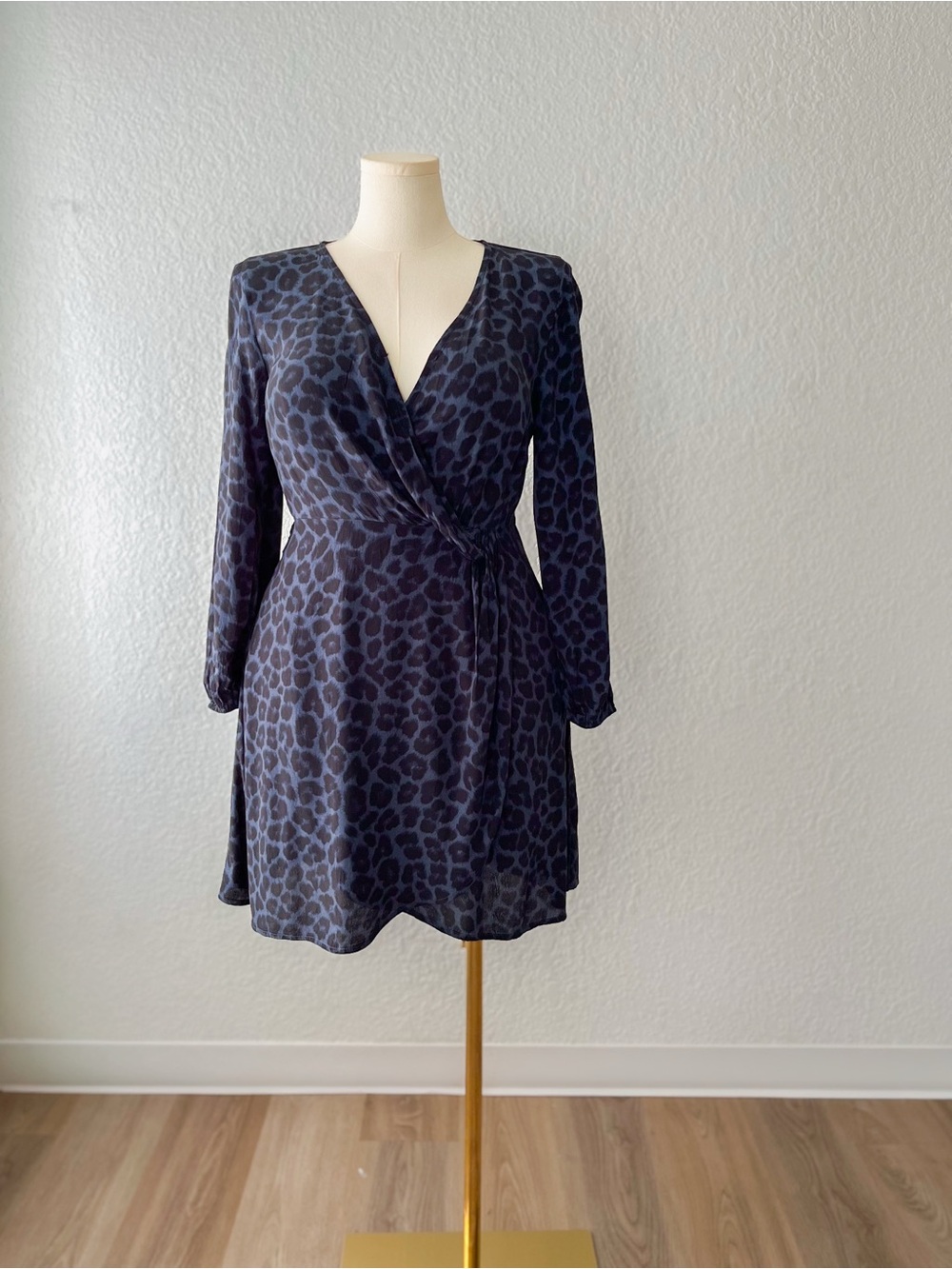 Time and Tru Navy Leopard Print Wrap Dress